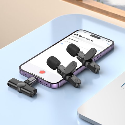 Мікрофон петличний Borofone BFK12, безпровідний, з кліпсою, USB тип-C, Lightning Прев'ю 3