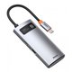 Concentrador USB Baseus Metal Gleam, USB tipo-A, USB tipo C, USB 3.0 tipo A, HDMI, con indicador, gris, 4 puertos, #CAHUB-CY0G Vista previa  2