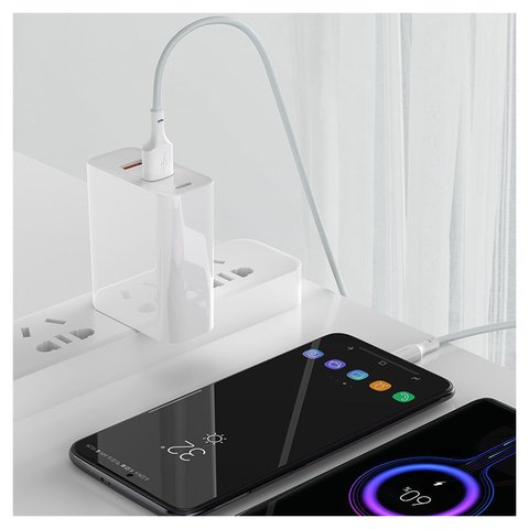 USB Cable Baseus Simple Wisdom Kit, (USB type-A, USB type C, 150 cm, 40 W, 5 A, white, 2 pcs) #TZCATZJ-02 Preview 2
