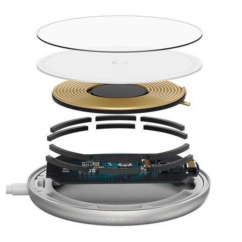 Wireless Charger Baseus Simple Mini Magnetic, (Power Delivery (PD), white, USB type C, plastic, metal, glass, 15 W, with cable, magnetic) #WXJK-F02 Preview 3