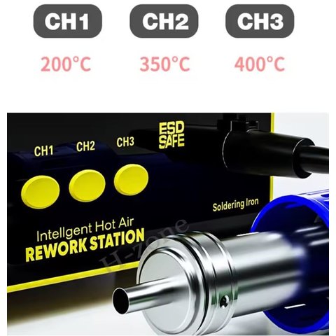 Estación de soldadura de aire caliente Mechanic 861DS, compresor Vista previa  3