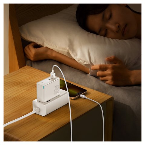 Мережевий зарядний пристрій Baseus GaN5 Pro, 100 Вт, Quick Charge, білий, з кабелем USB тип-C до USB тип-C, 2 порта, #CCGP090202 Прев'ю 2