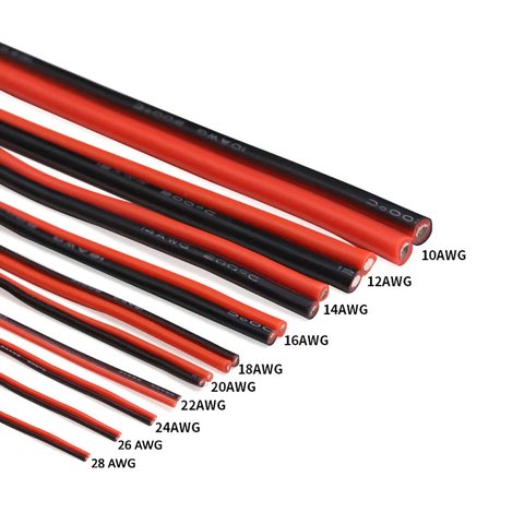 Провід в силіконовій ізоляції 2x12AWG, 3,5 мм², 1 м, чорний, червоний, UL3135 Прев'ю 1