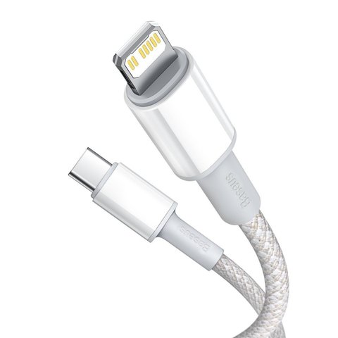 USB кабель Baseus High Density Braided, USB тип-C, Lightning, 200 см, 20 Вт, білий, #CATLGD-A02 Прев'ю 1