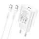 Сетевое зарядное устройство Hoco N22, 25 Вт, Power Delivery (PD), белый, c кабелем USB тип-C к USB тип-C, 1 порт, #6931474760081 Превью 1